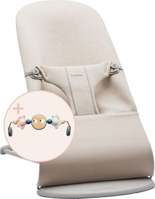 BabyBjörn Bliss Vippestol 3D Jerseystoff inkl. Moroøyne, Lys beige/Pastell