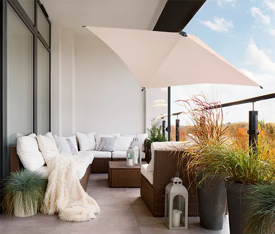 Leco Balkon-Sonnenschirm, ca. 160 x 200 cm, beige