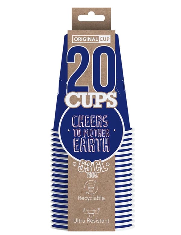 20 blå amerikanske pappkrus resirkulerbare 53 cl. Size-Standard