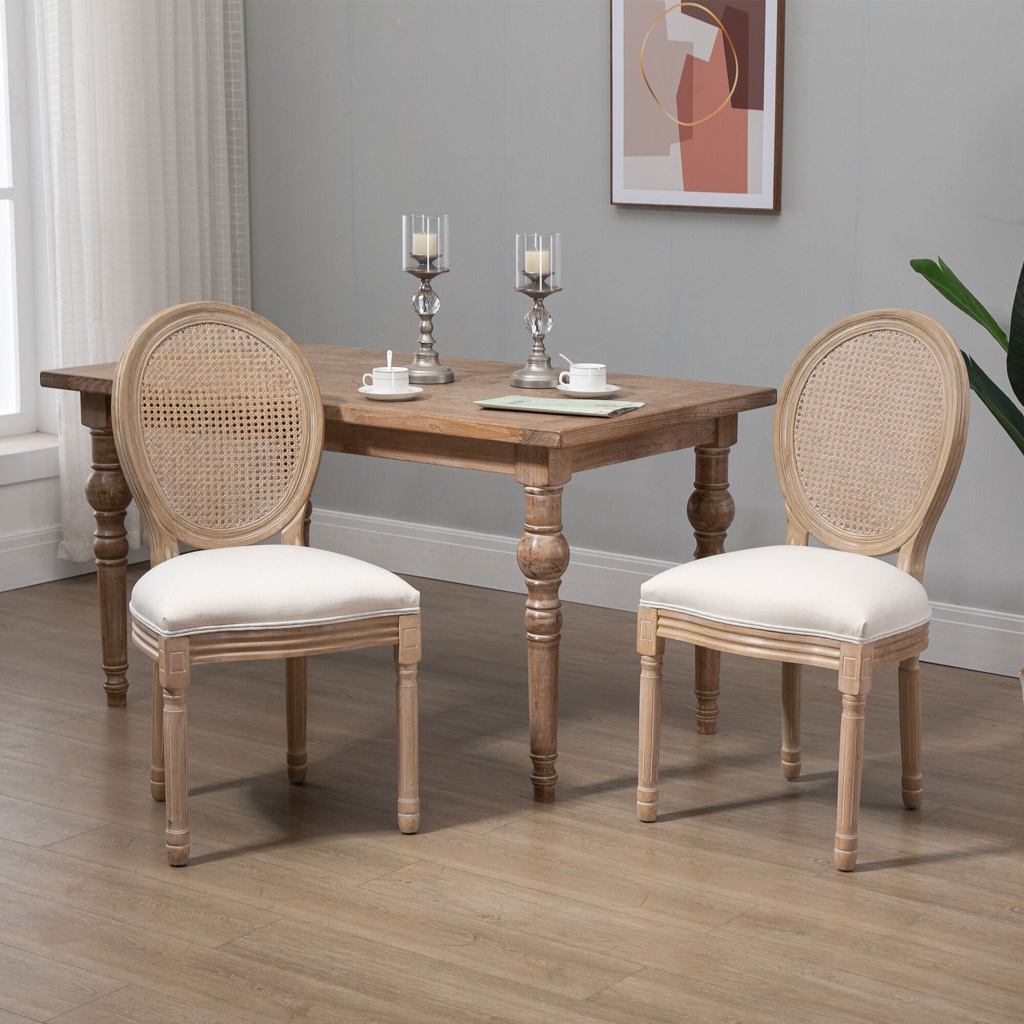HOMCOM Esszimmerstuhl 2er-Set beige 49B x 56T x 96H cm