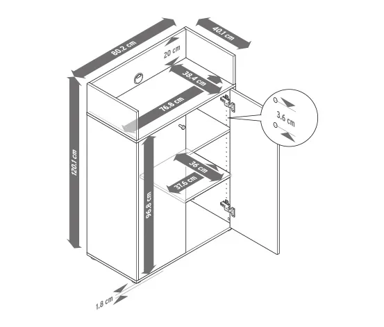 Highboard mit 2 Türen
