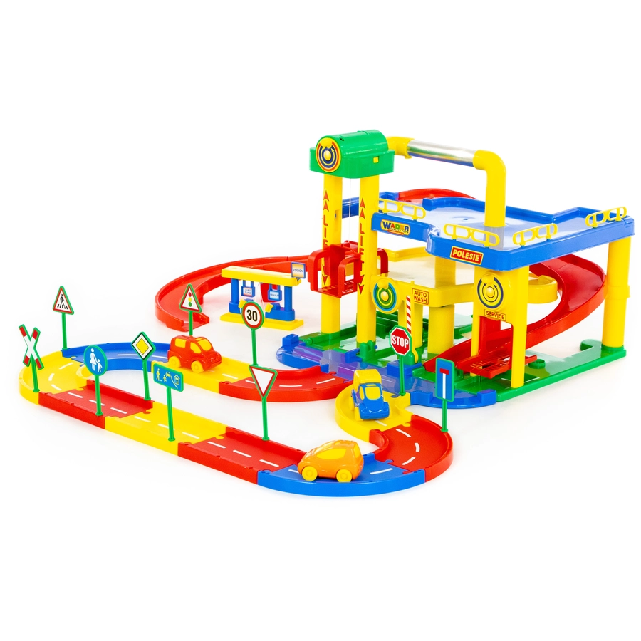 WADER QUALITY TOYS Garage Nr. 1 mit Straßenset und Autos