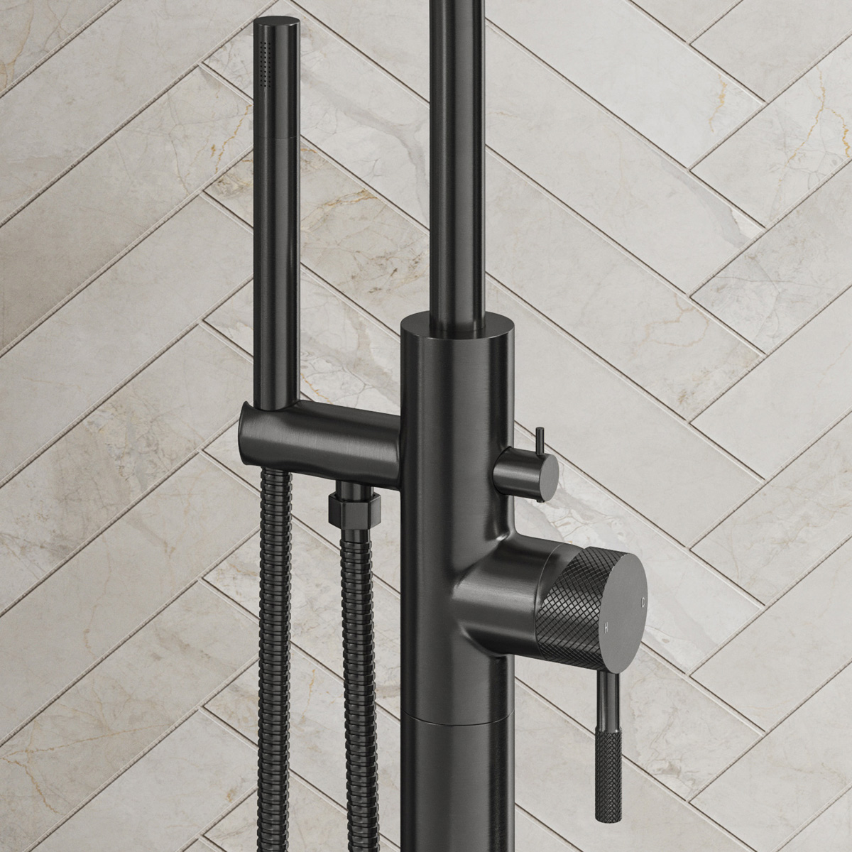 Saniclear Iron Curved vrijstaande badkraan verouderd ijzer - gunmetal