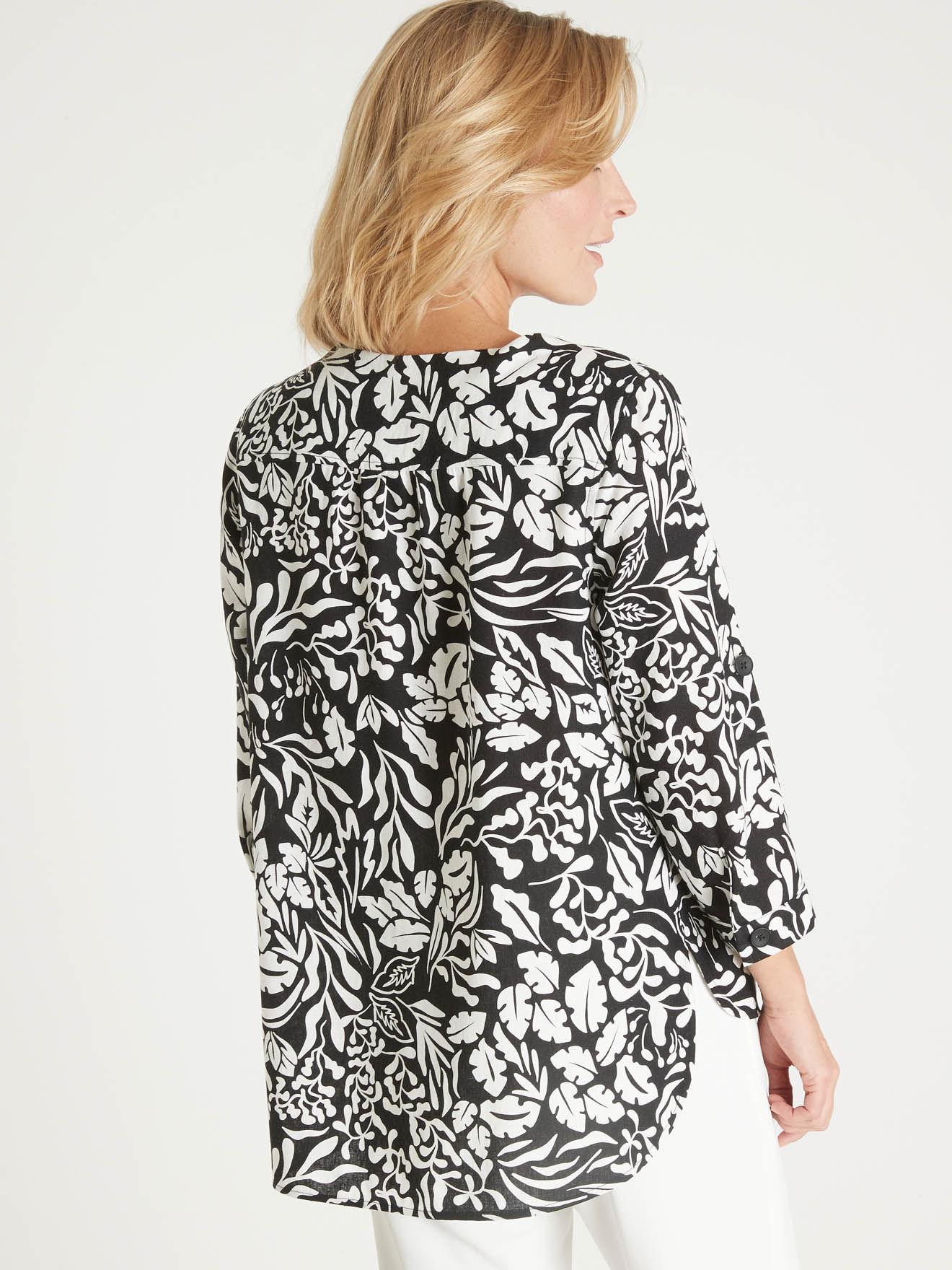 Chemsisier manches 3/4 lin et viscose