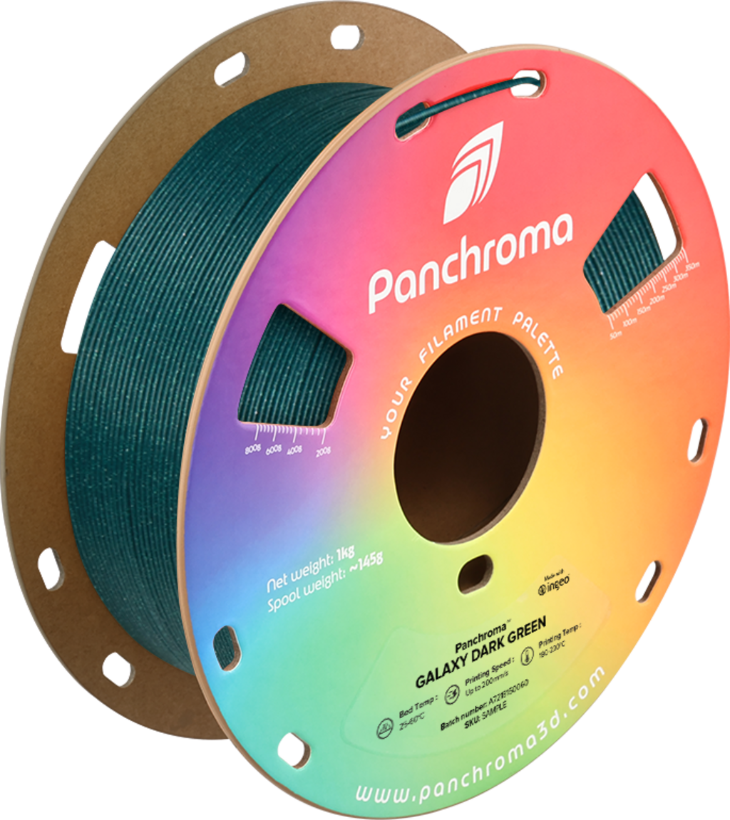 Polymaker  Panchroma™ PLA Galaxy Dark Green, 1,75 mm / 1000 g    Funkelnder Charme der Galaxie in Dunkelgrün