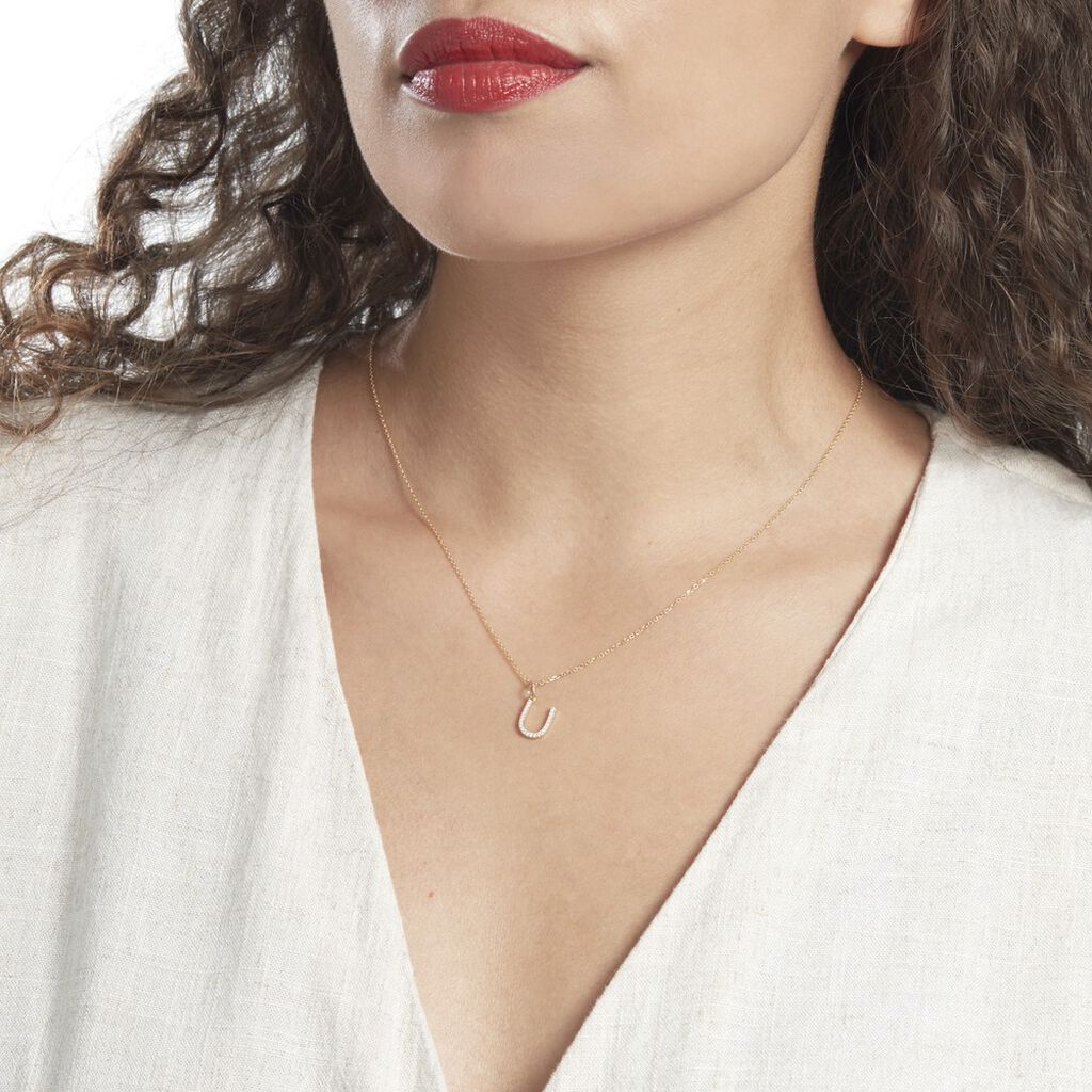 Pendentif Lettre U Or Jaune Oxyde