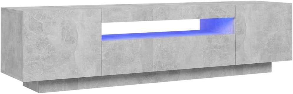 Hommdiy TV-Schrank mit LED-Beleuchtung Betongrau Sideboard Lowboard 160x35x40 cm