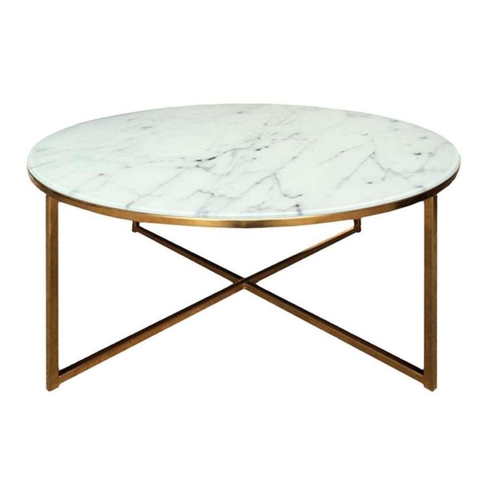 Salontafel Ostana - wit/brons - Ø80x45 cm