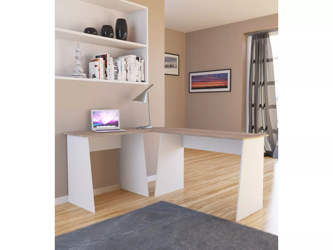 Bureau d'angle en bois Table d'angle Masola