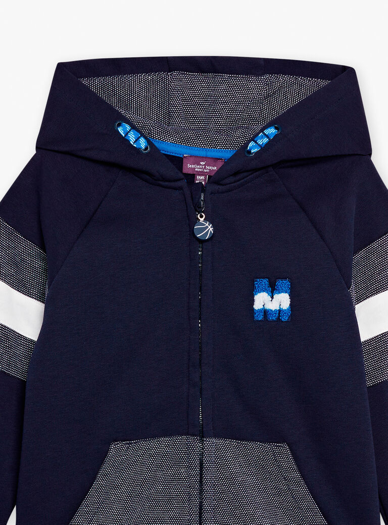 Sweat à capuche bleu marine et gris foncé