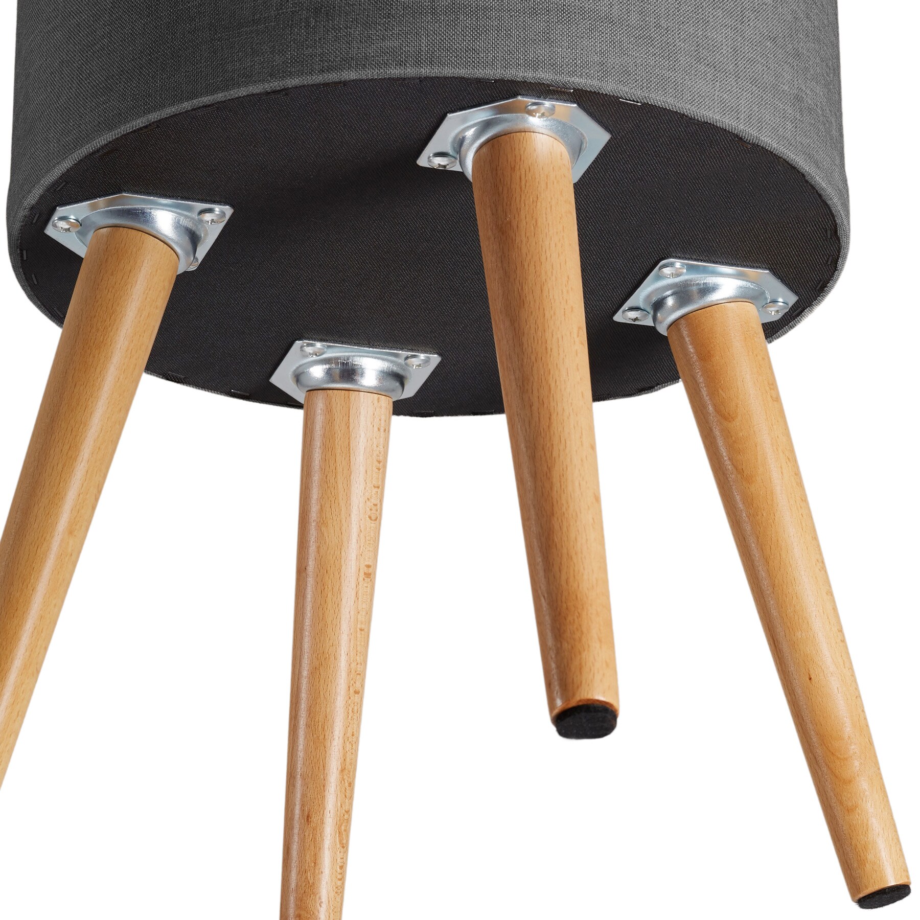 tectake® Sitzhocker, rund, in Leinenoptik, 35,5 x 45,5 cm
