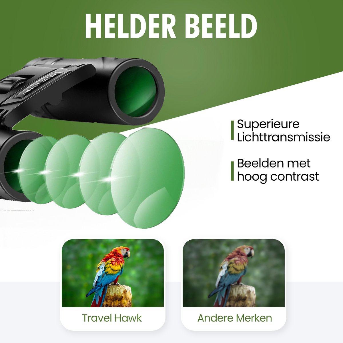 Travelhawk 8X21 compacte verrekijker - Black