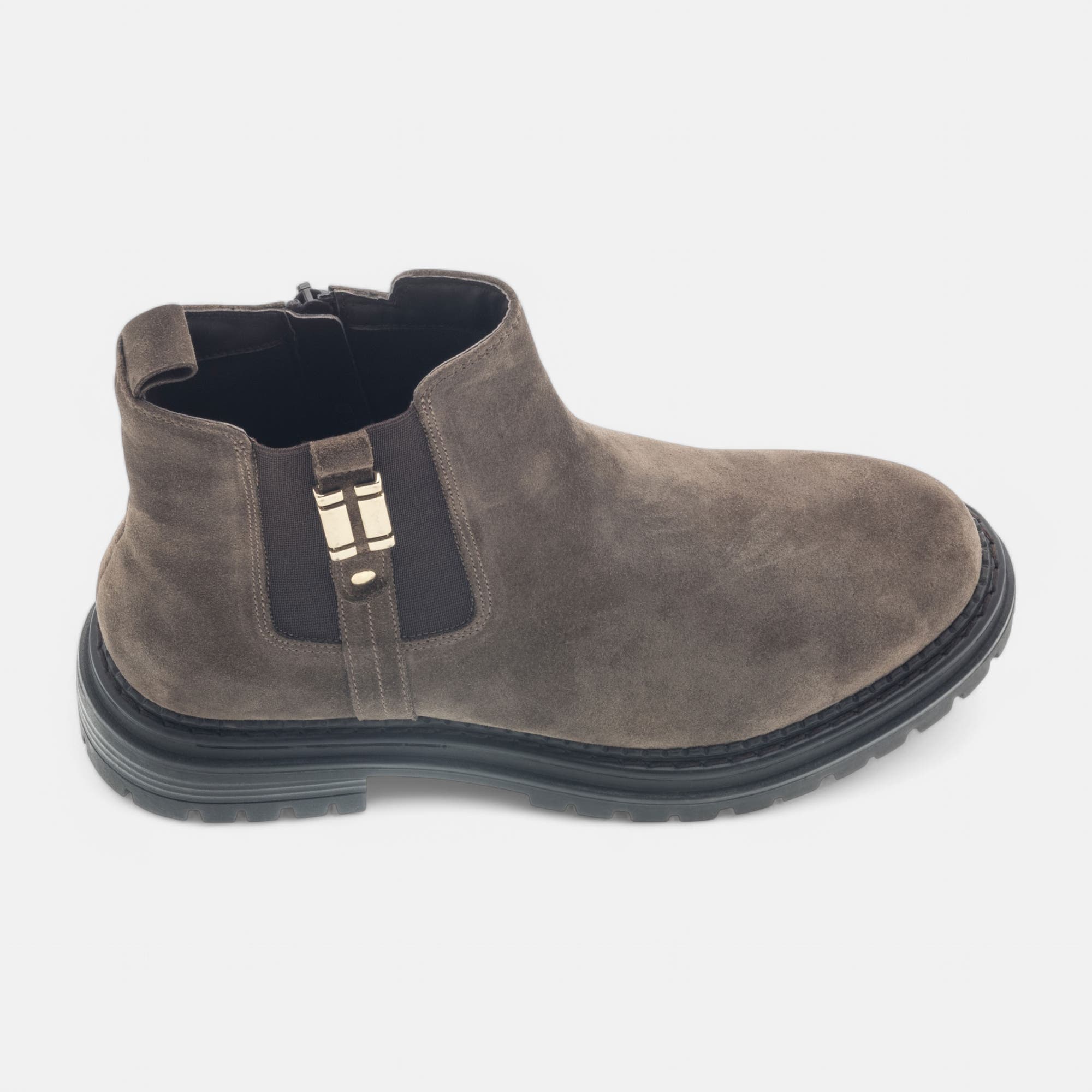 Boots chelsea Femme en cuir taupe
