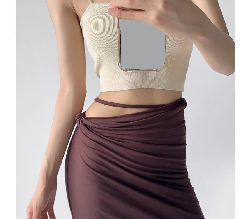 Hollahop - Hoge taille effen asymmetrische maxi H-lijn rok