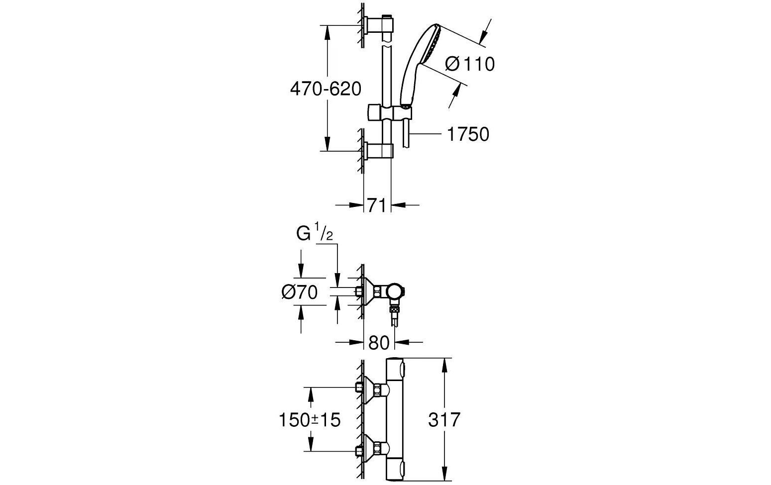 Grohe Duscharmatur »Precision Flow 600 mm«