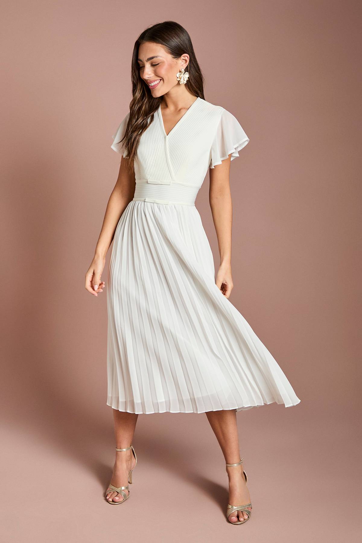 Coast Robe Midi Bandage En Georgette Plissée Avec Détail Nœud