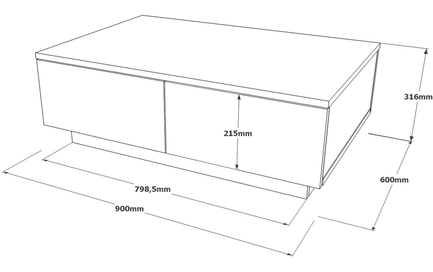 Couchtisch 90 x 31.6 x 60 cm, Nature/Weiss<br>Beistelltisch