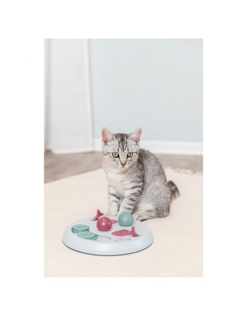 Trixie Activity Flip Board - Kattenspeelgoed - Ø23 cm Beige Roze Lila