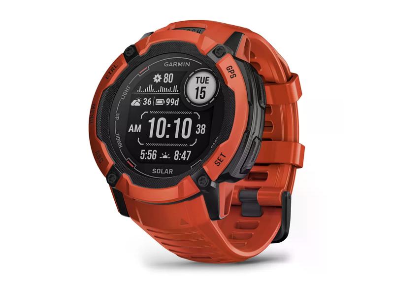 GARMIN Sportuhr Instinct 2X Solar Flame Red Multisport-Smartwatch