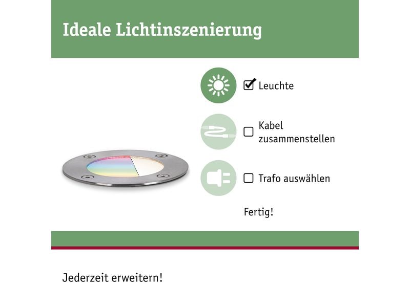Paulmann Gartenleuchte Plug & Shine RGBW Boden, ZigBee Steuerbares Lichtobjekt mit Farbwechsel