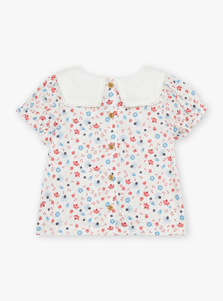 Blouse écru fleuri