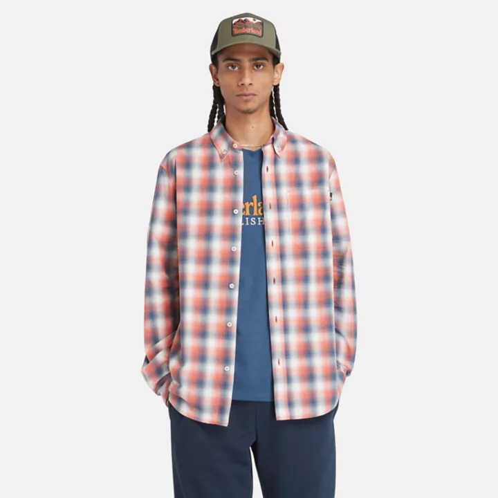 Chemise à carreaux pour homme en orange clair