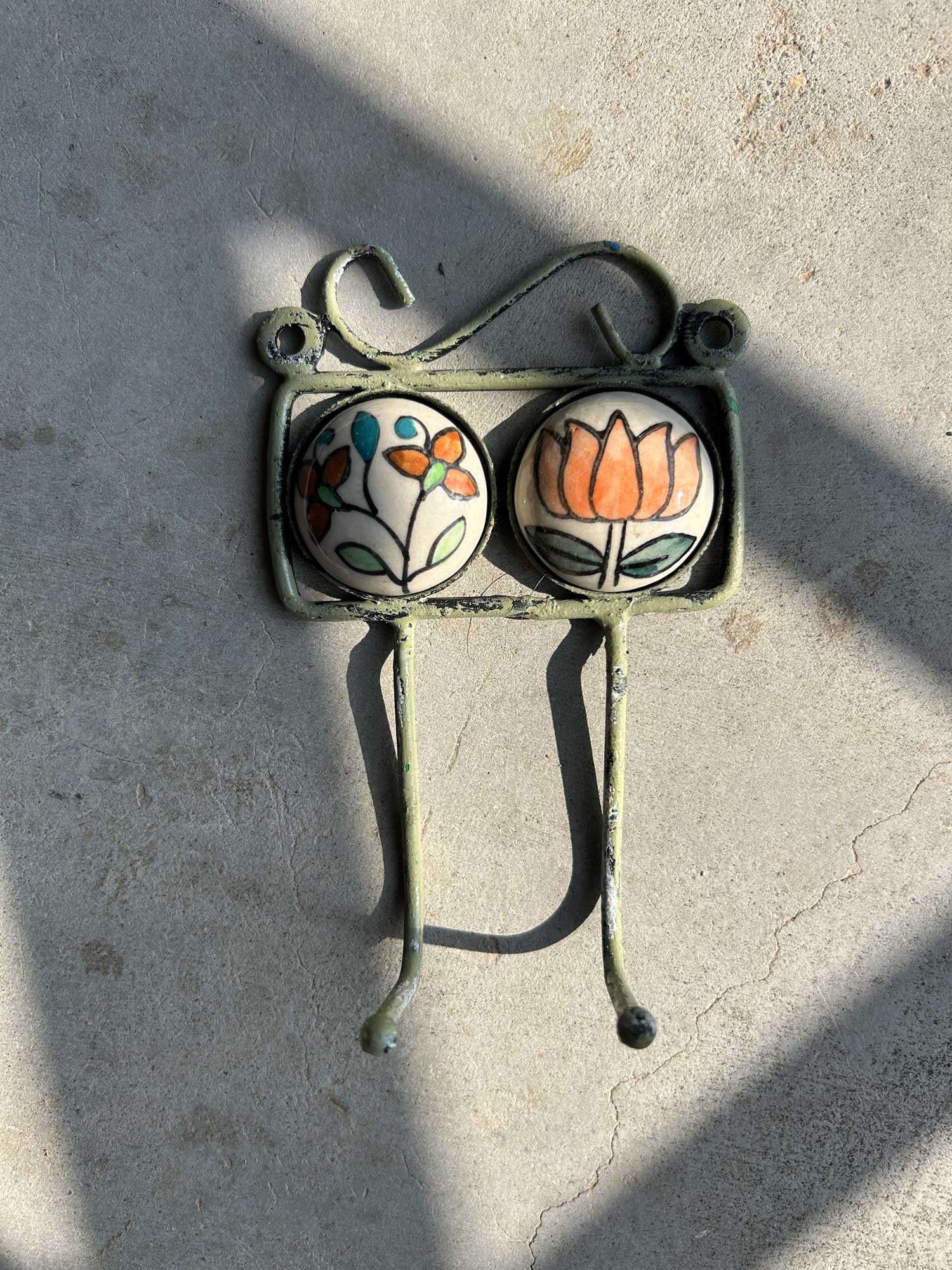2er Wandhaken, grün, multicolor, H 15 cm, B 10 cm, L 6 cm von fischer's lagerhaus