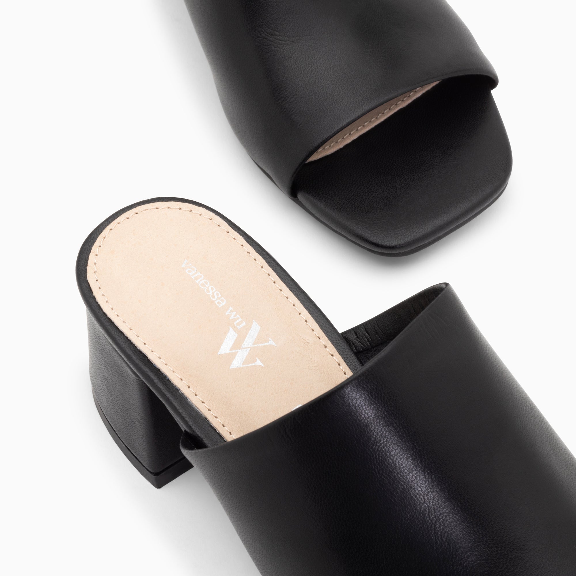 Sandales à talon, Compensées-Mules peep-toe Helène noires à talon