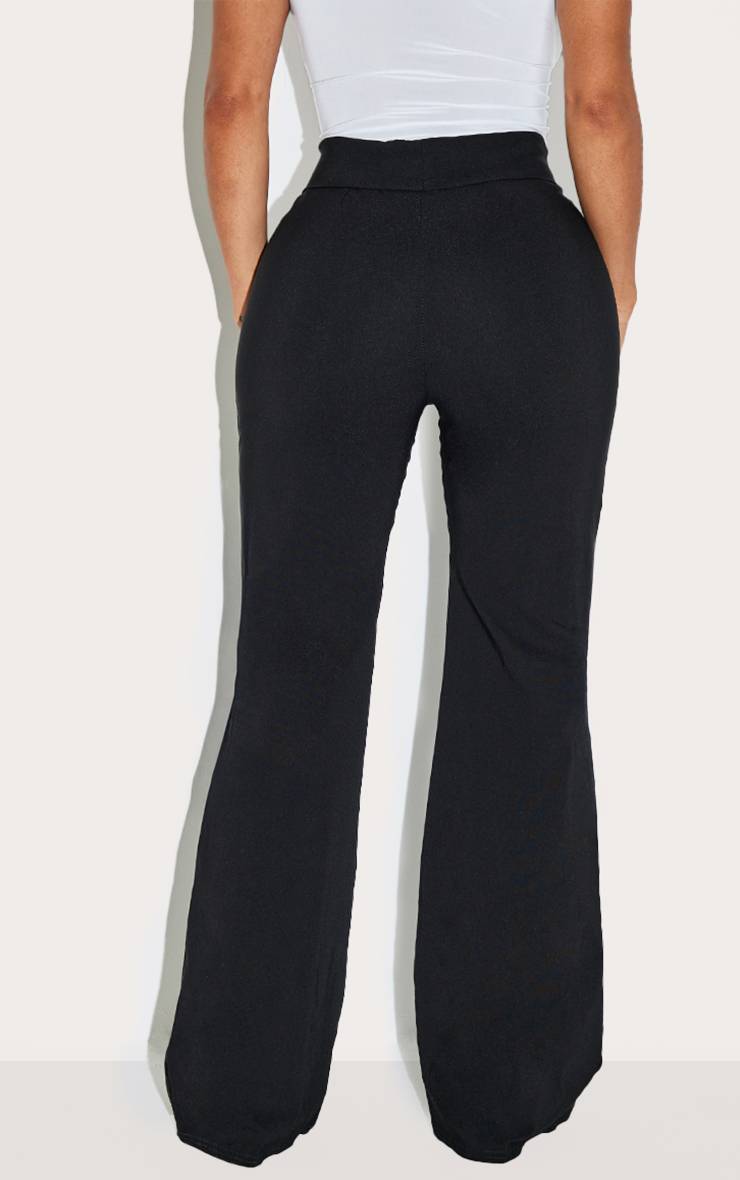 Noir Pantalon Large Shape En Tissu Extensible Avec Taille Repliée