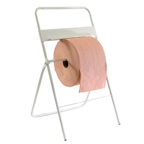 Dévidoir bobine sur pied en métal avec barre de coupe blanc Paredes