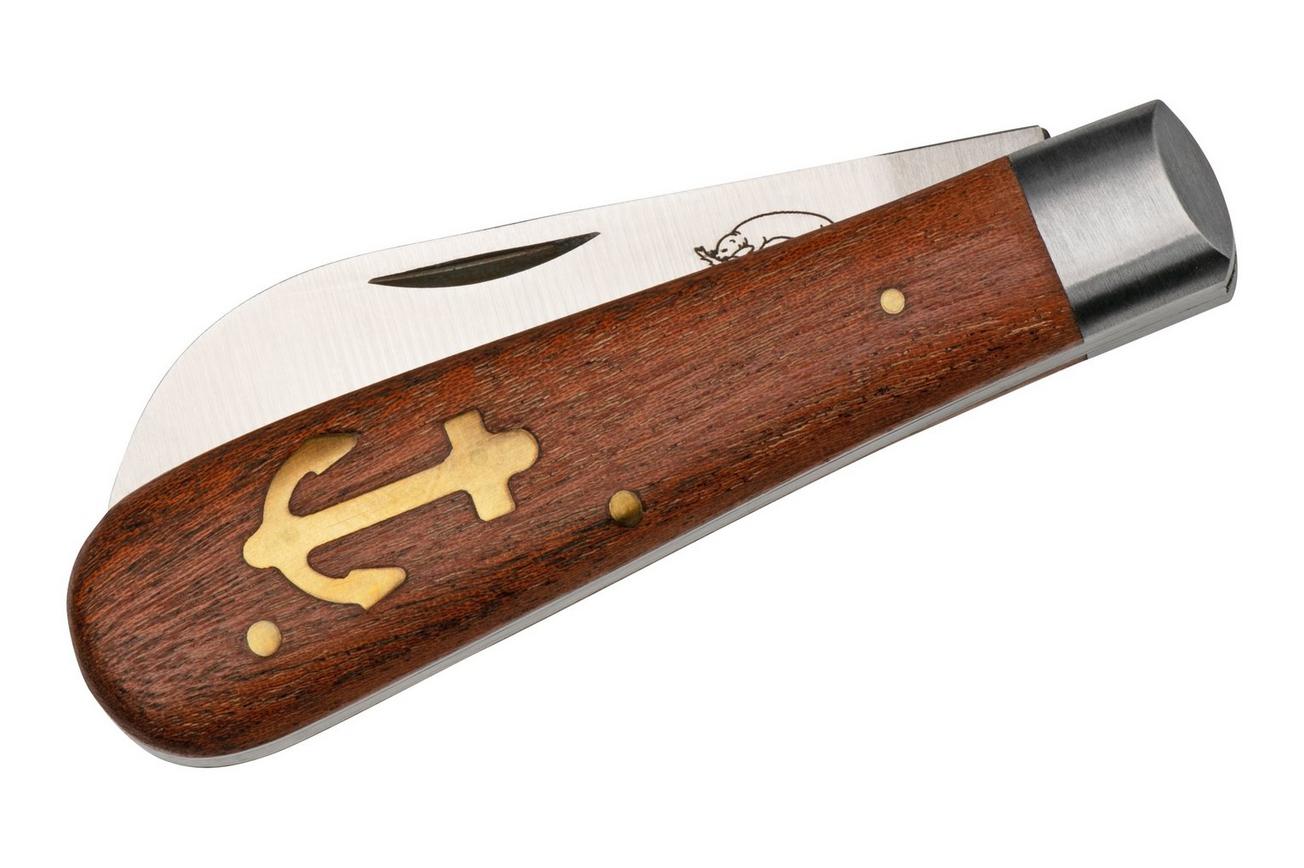 Otter Anchor Knife 173 R Small Stainless, Sapeli, Brass Anchor, zakmes
