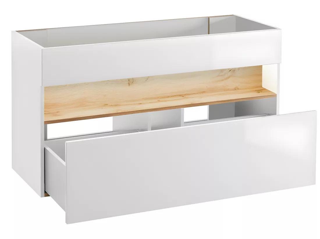 Meuble vasque Salle de bain+ 2 Lavabos 120x46x68cm BAHAMA BLANC 854 moderne de haute qualité