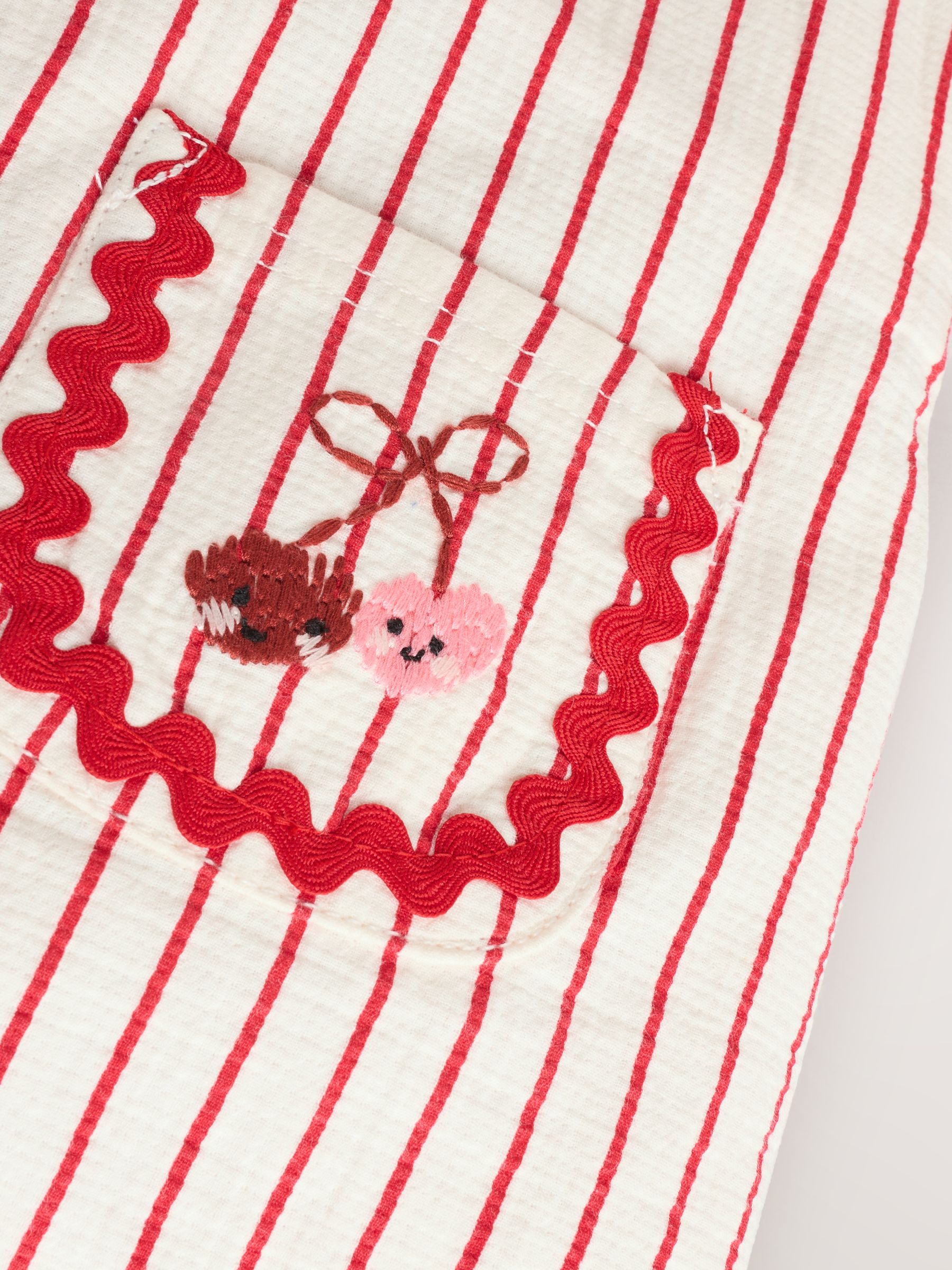 Kersrode streep - Babyset van rompertje met korte mouwen en bretelbroek (0mnd -2jr)