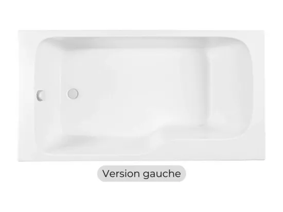 Baignoire bain douche JACOB DELAFON Malice + tablier baignoire + pare bain + étagère 160 x 85, v. gauche