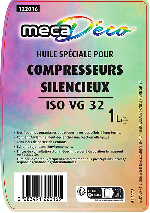 Huile pour compresseur silencieux Mecadeco 1L