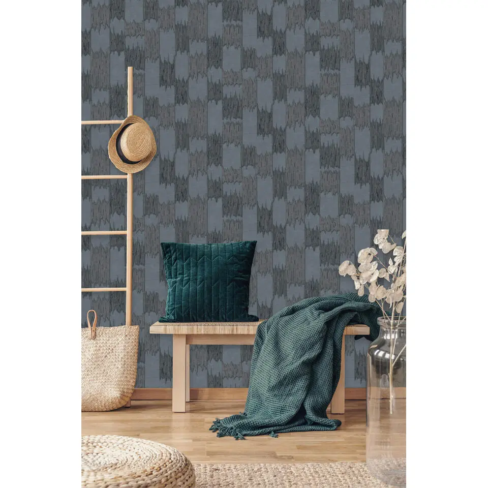 Dutch Wallcoverings Vliesbehang Renaissance textured loom - blauw - 10m x 53cm