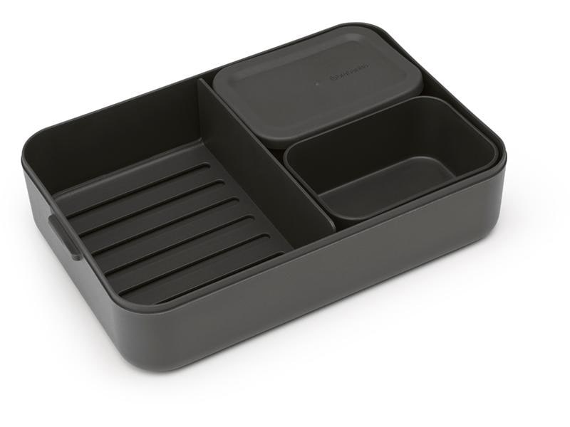 Brabantia Lunchbox Make & Take 25.5 x 16.7 x 6.2 cm, Dunkel Znünibox