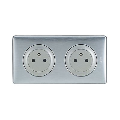 Kit double prises avec terre précâblées Legrand Céliane aluminium