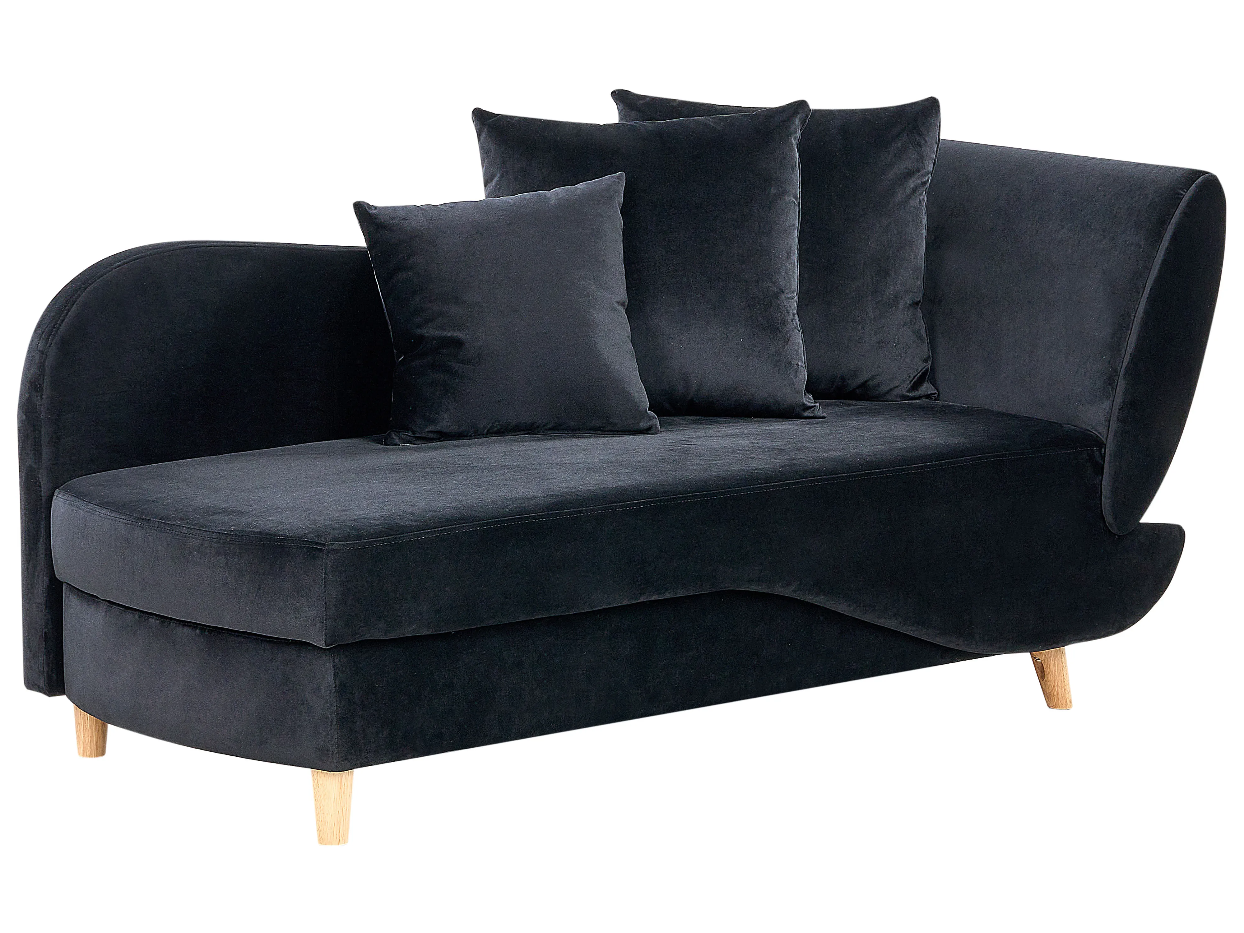 Rechtszijdige chaise longue MERI Fluweel Zwart met opbergruimte