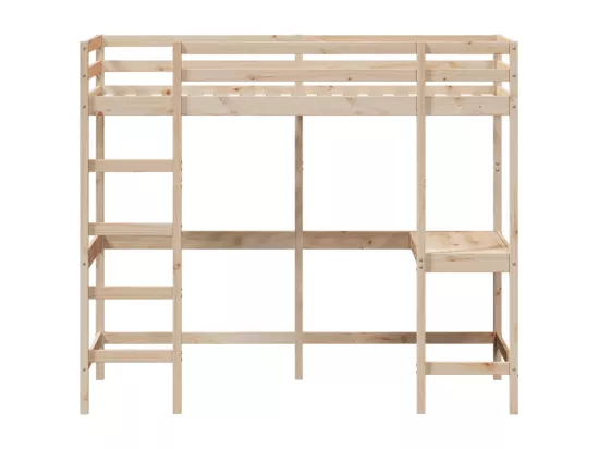 Lit superposé avec bureau 90x190 cm bois de pin massif