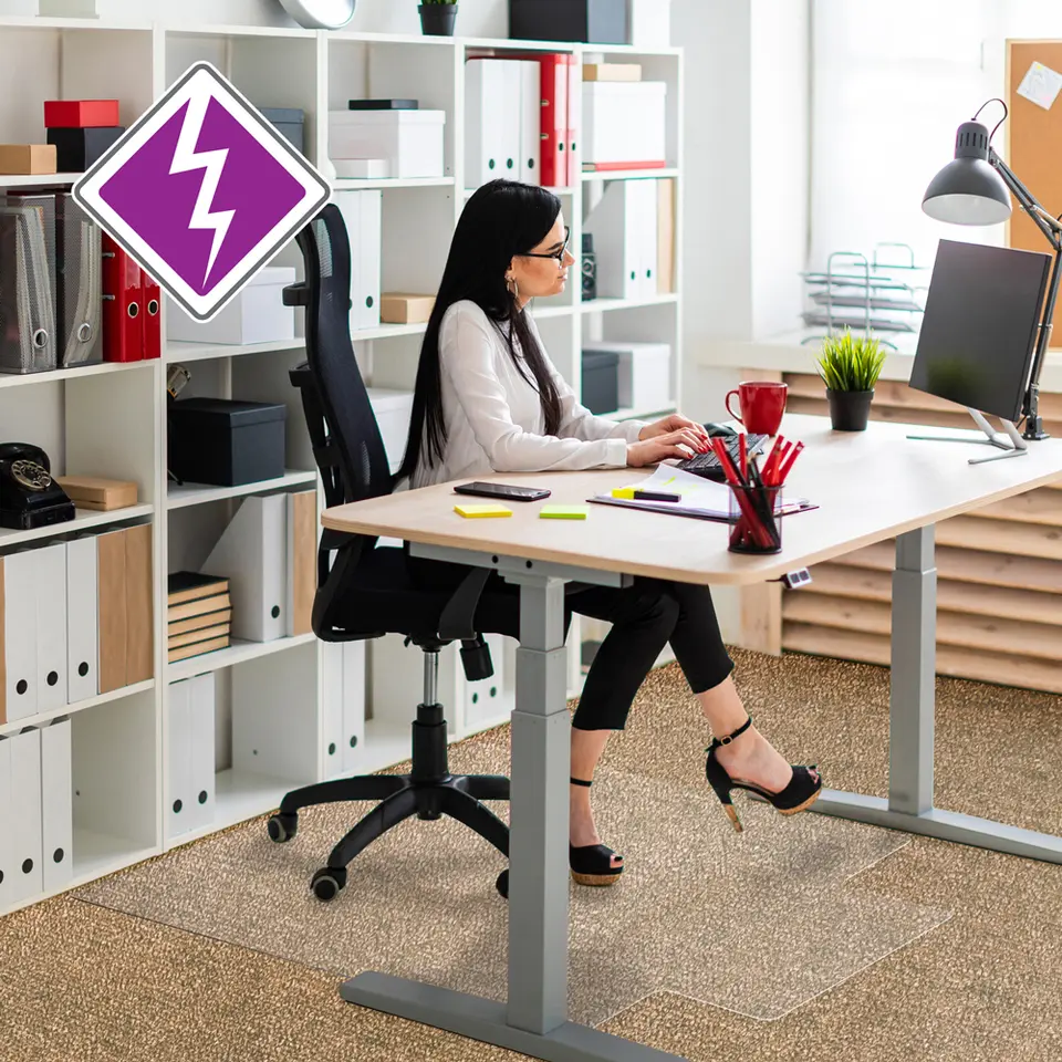 Vloerbeschermer met uitsparing - Antistatisch PVC - Tapijt - 90x120 cm