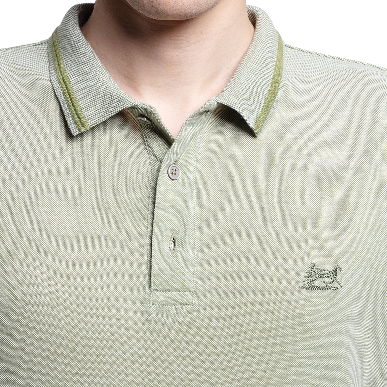 Polo vert chiné 100 % coton