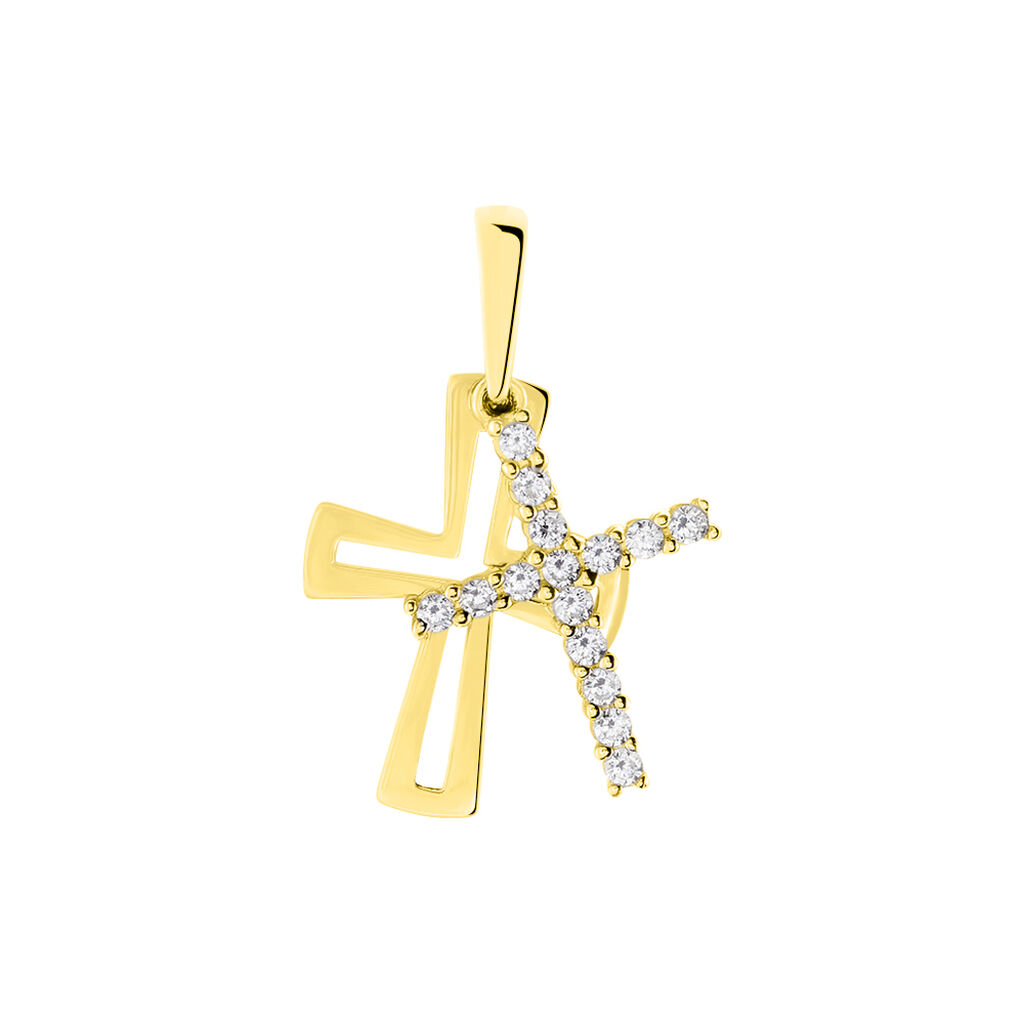 Pendentif Canice Croix Or Jaune Oxyde De Zirconium