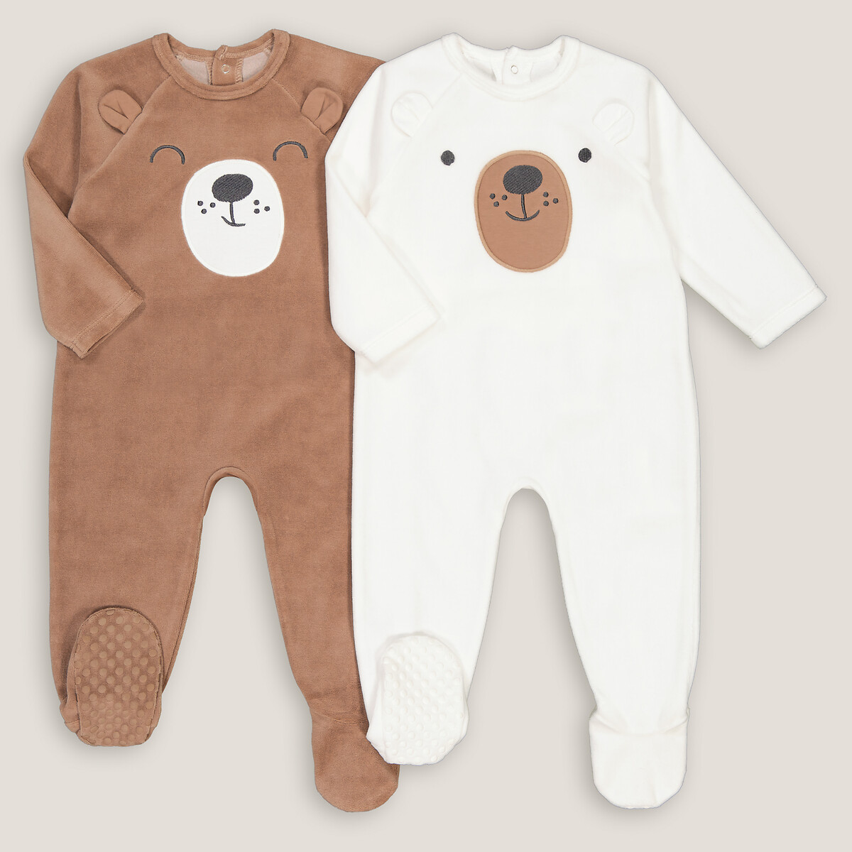 COLEÇÃO LA REDOUTE<br>Conjunto de 2 pijamas de veludo com estampa de urso