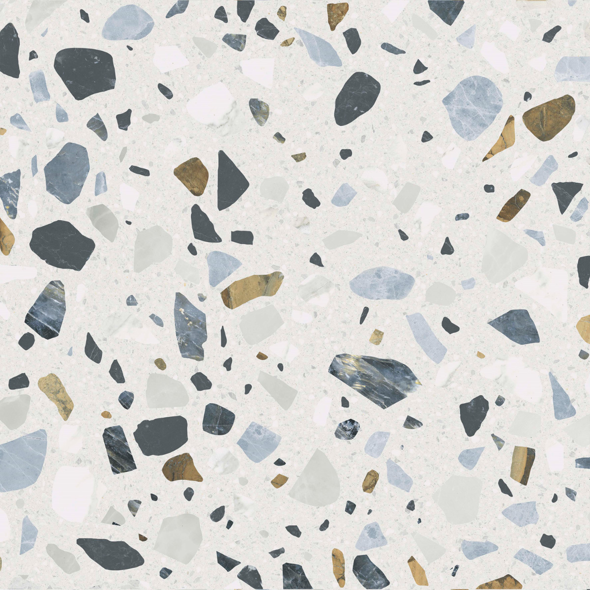 Tegelsample: Jabo Crisp XL White terrazzo vloertegel 60x60cm gerectificeerd