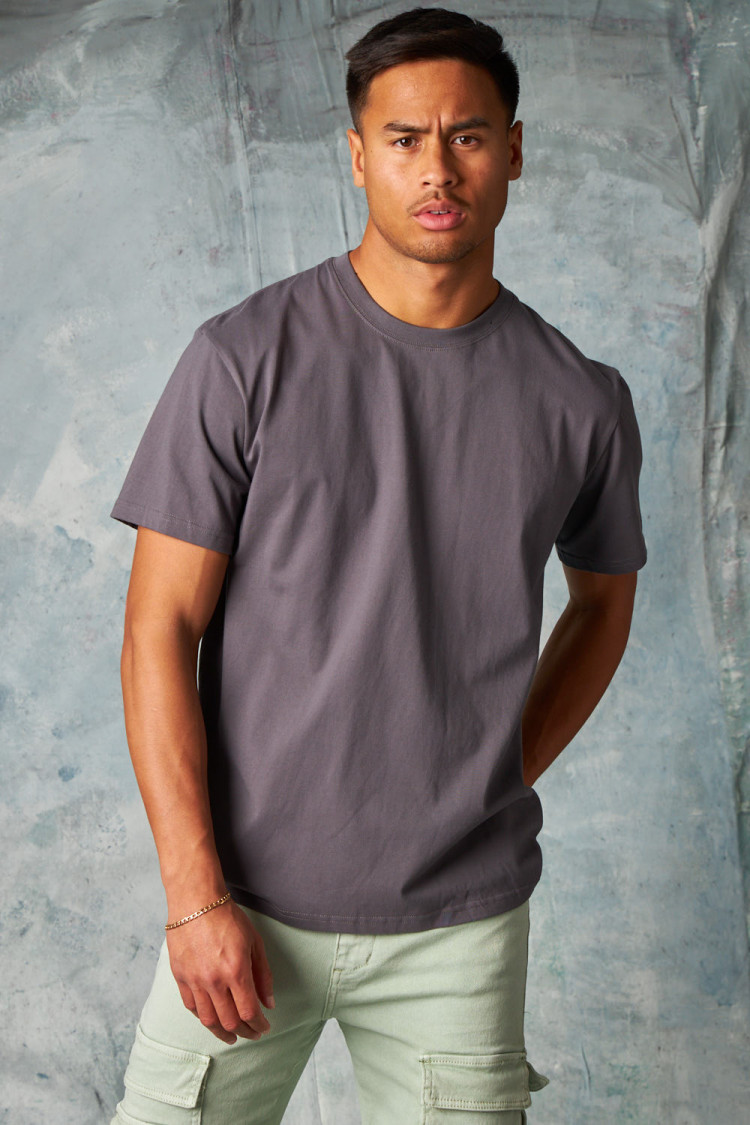 T-shirt basique manches courtes gris anthracite