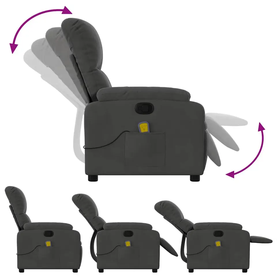 vidaXL - Massagestoel - Grijs - Microvezel
