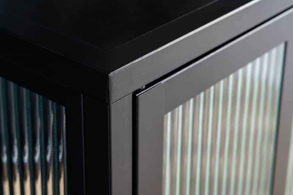 Industrial Vitrine DURA STEEL 80cm schwarz Metall Riffelglas