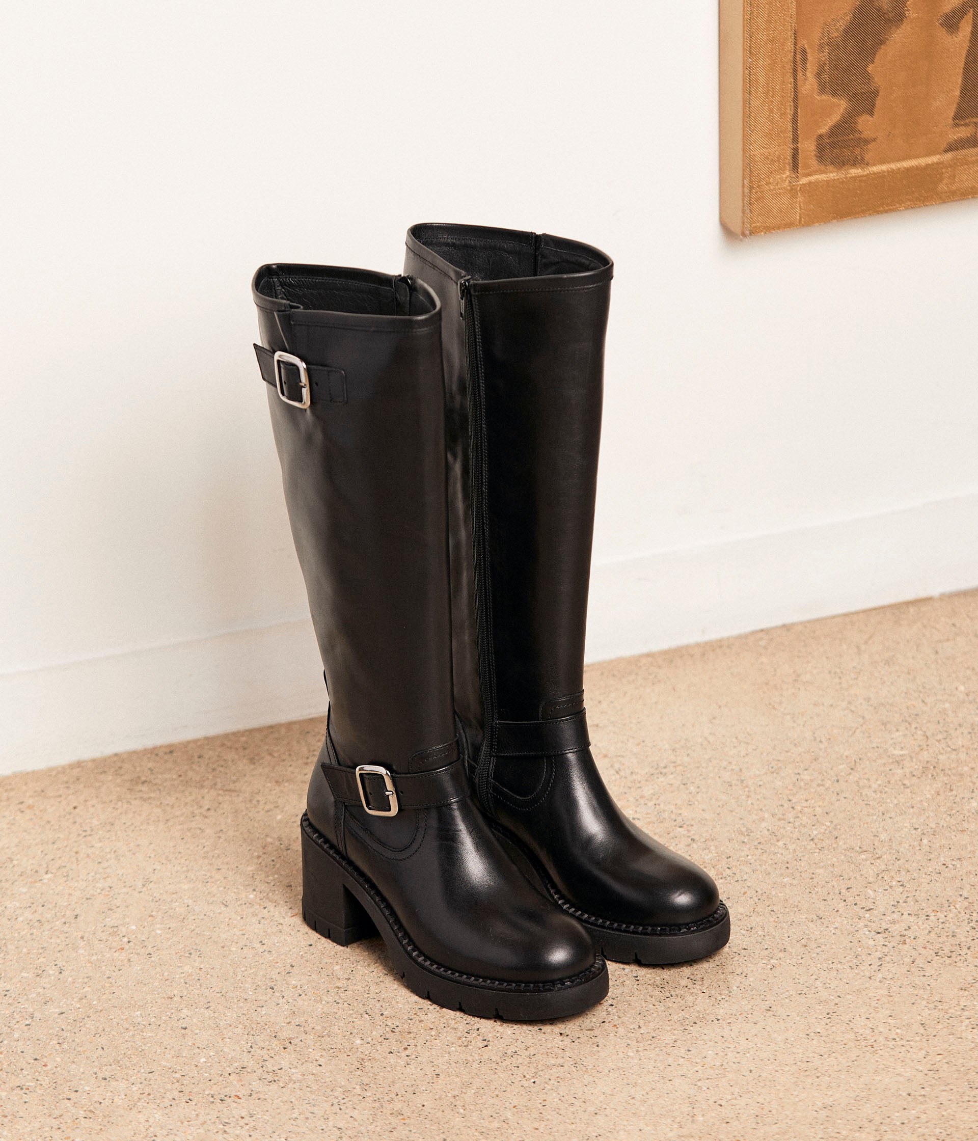 Bottes cuir noir Doria