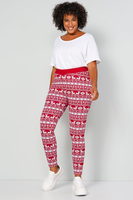 Leggings, Slim Fit, weihnachtliches Muster, Elastikbund